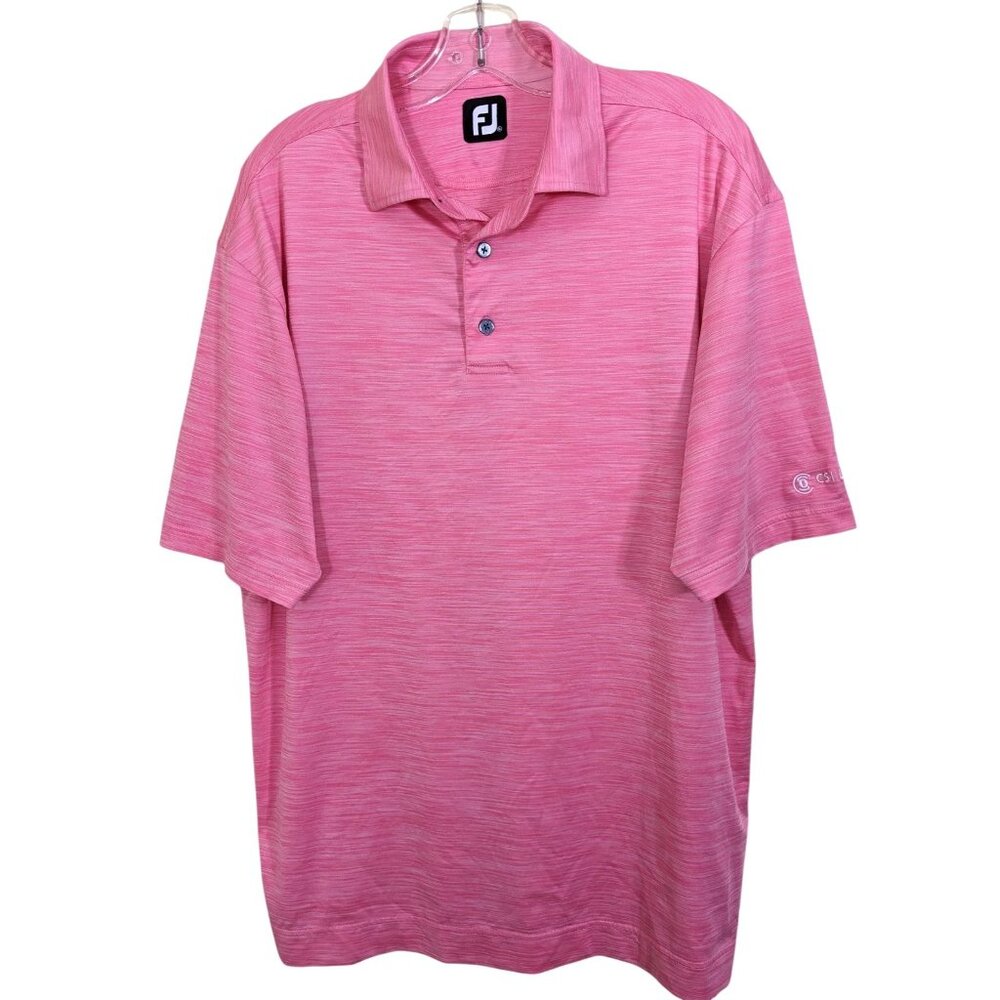 FootJoy Shirt Mens XL Coral Pink Heathered Golf Polo Performance Activewear